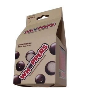 Whoppers The Original Malted Milk Balls Crew Socks Shoe Size 4-10 Red Yellow